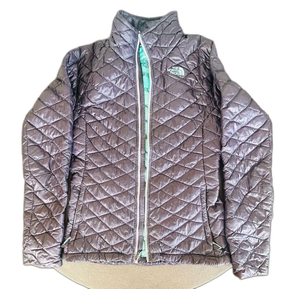 The North Face ThermoBall Quilted Jacket Women's XS Grapeline Purple Mint Green